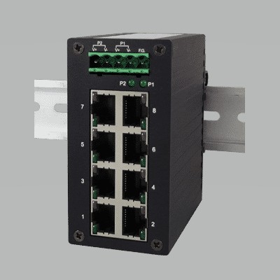 Ethernet nemanažovatelný switch. 8x 10/100 RJ45, DIN lišta, -10 až 70°C