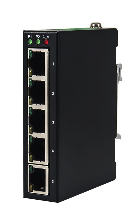 Nemanažovatelný kompaktní Gbit 5-port Ethernet Switch, -40 +70°C DIN, hliník