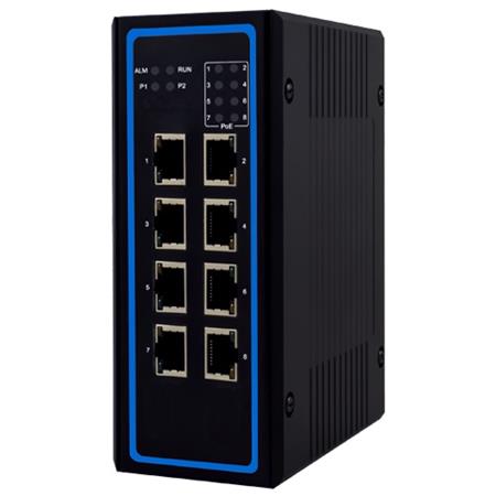 Ethernet L2 switch 8 x 10/1100/1000T , 12- 57VDC, 4x PoE