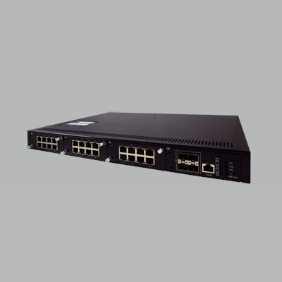 Ethernet L3 rack switch manaž. 4x 1Gb SFP, 3 x slot pro zas. moduly,100-240 VAC,