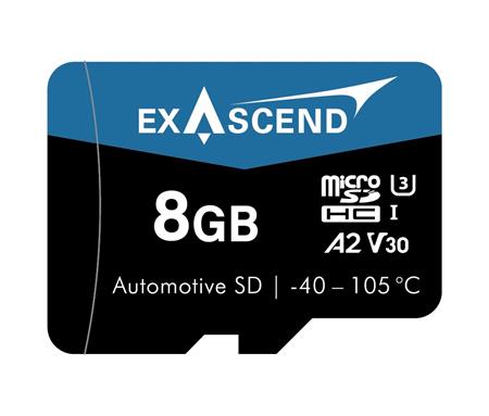Exascend 8GB Micro SD 500 pSLC UHS-I C10 V30 automotive