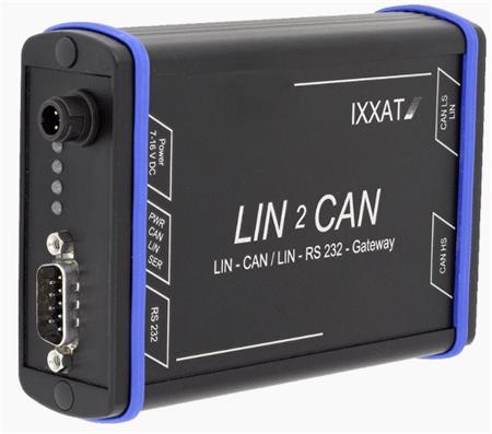 IXXAT - LIN2CAN Gateway Automotive - 1x CAN ISO 11898-2 (HS), 1xCAN ISO 11898-3 (LS), 1x LIN, 1x RS232, 7-16 V DC, 1.5 W
